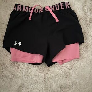 Under Armour Girls Black and Pink Shorts